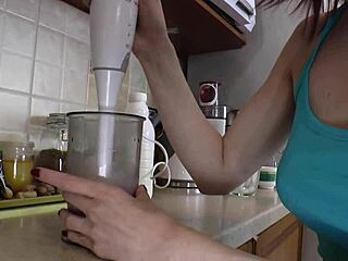 Redhead with big features gives hot closeups in the scene