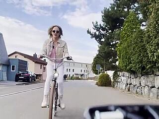 Miss Daisy Diamond Riding Bike with Sexy Ass Outdoors