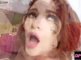 tattooed redhead lola fae in spit-roast double penetration