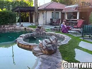 Petite girl cums on big ass in pov blowjob 😍