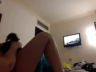 girlfriend fucked hard in mouth and pussy with cum in hotel lesbian scene