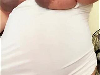 Pregnant Arab Girl Shows Big Belly and Milky Boobs