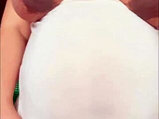 Pregnant Arab Girl Shows Big Belly and Milky Boobs