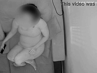 i caught my wife masturbating to porn while i was at work, her wet pussy hidden and chubby