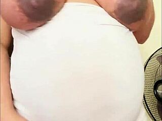 Pregnant Arab Girl Shows Big Belly and Milky Boobs