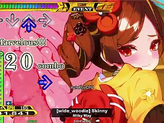 yo, wanna dance with this skinny hentai babe showing off her big tits in ddr?