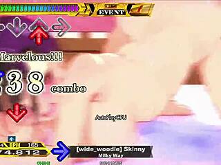 yo, wanna dance with this skinny hentai babe showing off her big tits in ddr?