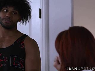 Wow! Redhead Shemale Ariel Demure Drills Her Black Stepson!