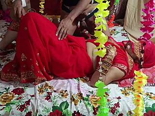 indian couple experiences first night sex. bent over blowjob and doggystyle with clear hindi audio