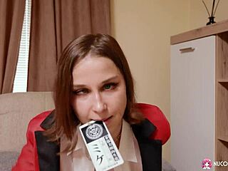 this cosplay teen sucks and fucks a huge cock 😍