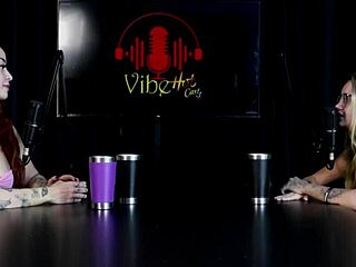 Blonde in sheer red lingerie talking panties with boss, neighbors hear her cum