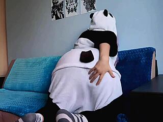 Cute purple-haired girl amazed by my huge shaft