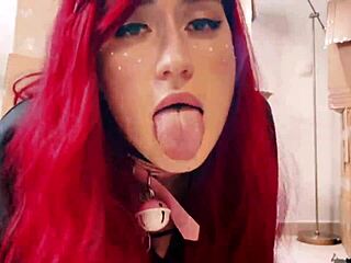 hot beauty babe seduces cat neighbor to lick ass with tongue