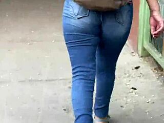 Bold Latina with Big Ass in Tight Jeans