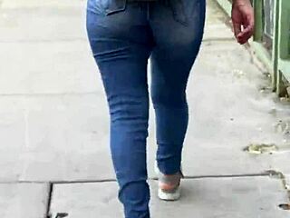 Bold Latina with Big Ass in Tight Jeans