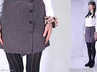 pantyhose fetish exploration in stockings and skirt