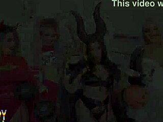 Halloween Double Penetration Orgy with Eight Huge Studs