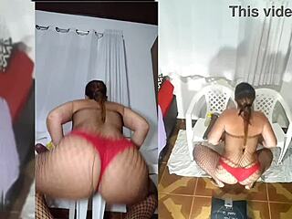 so this slutty milf’s teasing with a big 38x6 dildo in bodysuit and red panties for pov