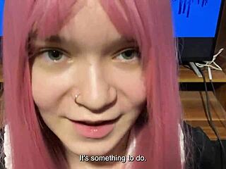 Step sister tries on a new student uniform for blowjob practice and shows her step brother her impressive skills