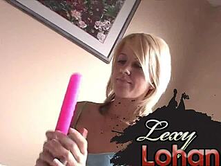 Lexy Lohan teases with natural tits and dildo play