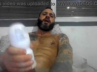 jerking off till bursting with pierced nipples and tattoos