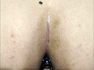 Latina plays with toy for first anal time