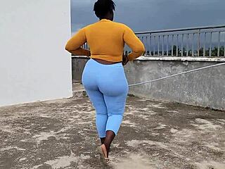 Apple Bottom 52 rides hard to crush a guy's balls!