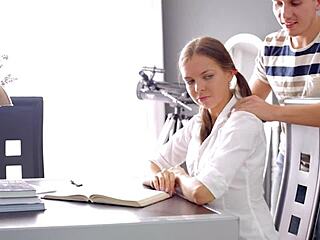 Horny Teen Bends Over Desk for Rough Banging!