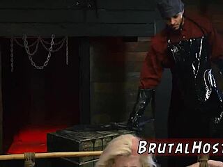 yo, watch this big-breasted blond hottie take rough anal and swallow in bondage!