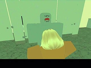 School Nerd Sucks and Gets Pounded in Bathroom Roblox Scene