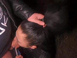 Nighttime face fuck outdoors is so damn hot! 🔥