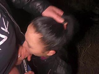 Nighttime face fuck outdoors is so damn hot! 🔥