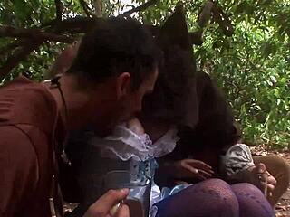 Suzie Best and Valerie Pearl ride hard in garden orgy