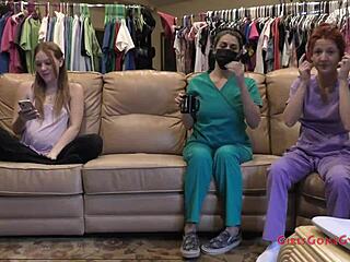 nova maverick as the new nurse in close-up pussy scenes with gloves and long hair