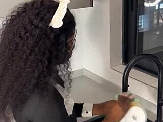 Ebony Maid Caught Riding Boss with Tight Ass Fingered