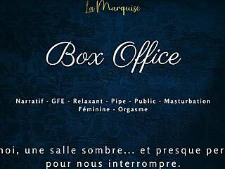 box office treat with a gentle public blowjob in french style