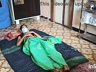 My Village Bhabhi Shivani in Green Saree