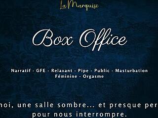 box office treat with a gentle public blowjob in french style