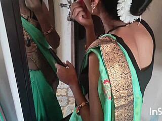 My Village Bhabhi Shivani in Green Saree