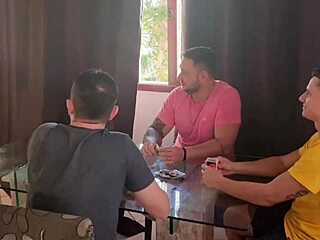 My husband invited friends for cards, I fucked all 3