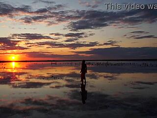 Walk on Red Sunset of Elton Salt Lake