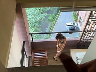 Neighbor peeps at me naked on balcony, I offer anal 😏