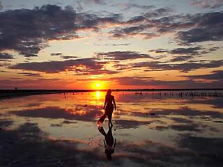 Walk on Red Sunset of Elton Salt Lake