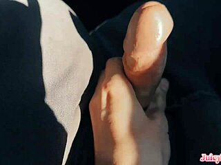 stepsis jerked my cock while i'm driving! what a dripping homemade surprise