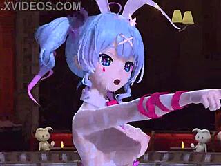 Hatsune Miku appears in Brain Revolution Girl Project Diva with a full nude mod. She wears the bunny costume completely exposed.