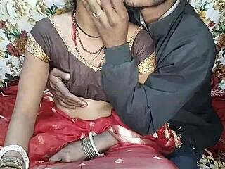 Great sex with bhabhi in red saree and after removing the black blouse opportunity to squeeze the boobs and ass fuck hindi audio claire vais