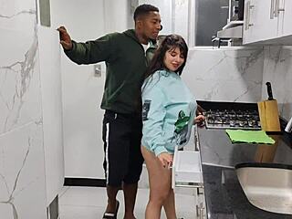 rioc enters the kitchen to fuck busty jennie hard