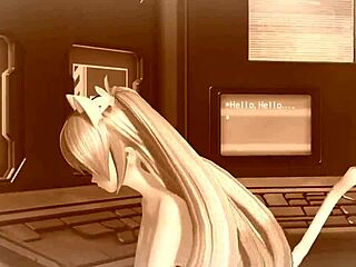 Hatsune Miku appears in Hello Planet Project Diva with a full nude mod featuring her cat costume completely exposed