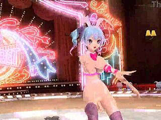 Hatsune Miku appears in Brain Revolution Girl Project Diva with a full nude mod. She wears the bunny costume completely exposed.