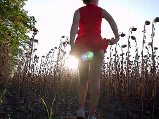 oh man, this hot milf in her short skirt is flashing that sexy thong ass outside, it's drivin' me crazy...